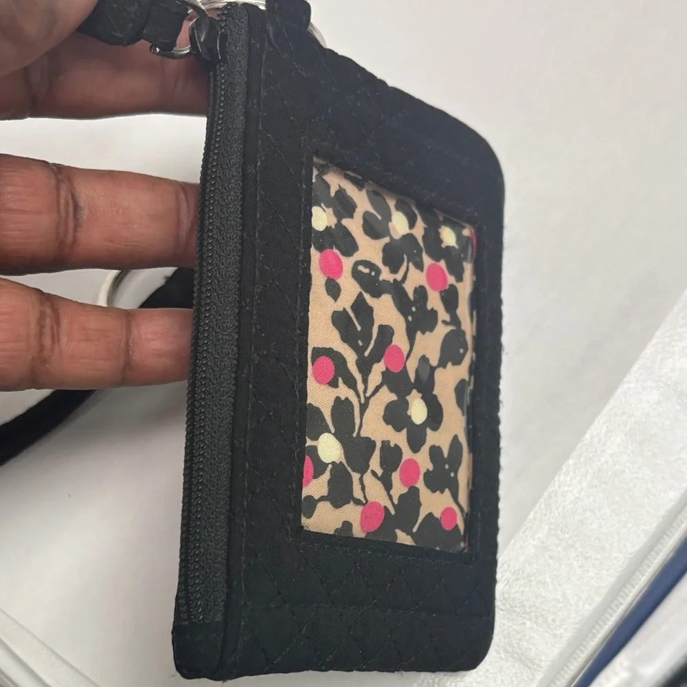 Vera Bradley Black Card Holder with Lanyard Holsters clipper